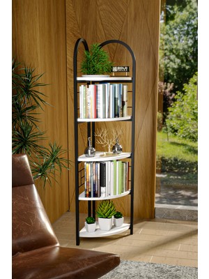 Bezos Metal Köşe Kitaplığı Beyaz 150 cm