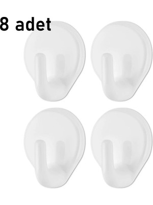 Maison Luré Banyo Askısı 8 Adet Yapışkanlı Banyo Mutfak Askısı Beyaz L-00734