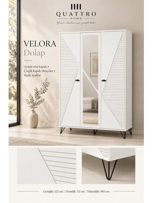 Quattro Home Velora 3 Kapaklı Aynalı Dolap