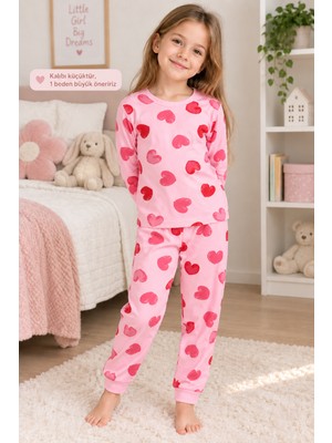 Beniizle Kız Çocuk Kalp Desenli Pijama Takımı