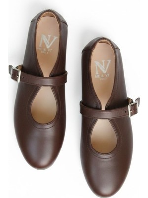 Ne&Ve Shoes Kahve Deri Tokalı Babet