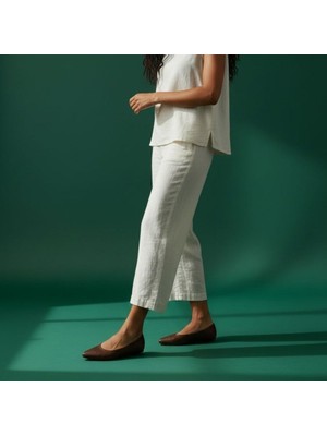 Ne&Ve Shoes Kahve Süet Kare Burunlu Tokalı Kadın Kare Burunlu Babet