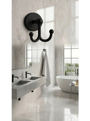 Maison Luré Banyo Askısı Siyah Çatal Bornoz ve Havlu Askısı