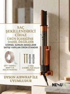 Maison Luré Banyo Askısı Airstrait Uyumlu Duvar Standı, Bakır Renk Saç Şekillendirici Askı Aparatı