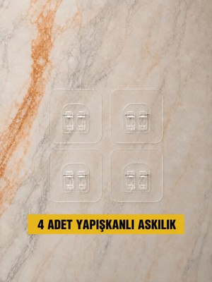 Maison Luré Banyo Askısı 5x5 cm Şeffaf Güçlü Yapışkanlı 4 Adet Yedek