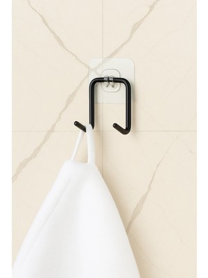 Maison Luré Banyo Askısı Çift Kancalı Yapışkanlı Banyo Mutfak Askısı Metal Askılık