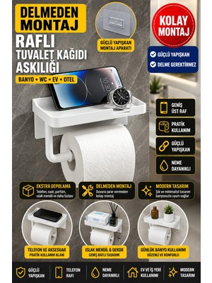 Maison Luré Banyo Askısı Yapışkanlı Raflı Tuvalet Kağıdı Askılığı Banyo Organizeri