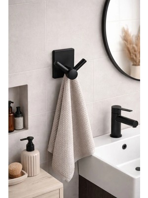 Maison Luré Banyo Askısı Siyah Ikili Bornoz