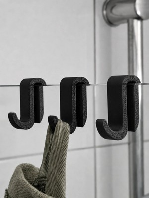 Maison Luré Banyo Askısı Duşakabin Camı Için Siyah Askı – Havlu ve Bornoz Kancası