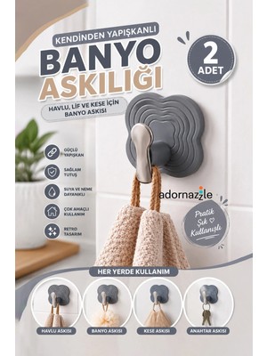 Maison Luré Banyo Askısı Yapışkanlı Retro , Havlu, Lif ve Kese Için