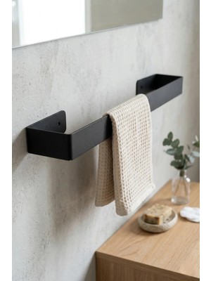Maison Luré Banyo Askısı Mat Siyah Yapışkanlı Havlu Askısı Banyo Mutfak Havluluk