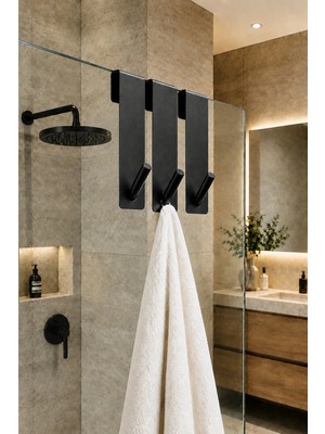 Maison Luré Banyo Askısı Çok Amaçlı Kancalı Siyah Bornoz Askısı