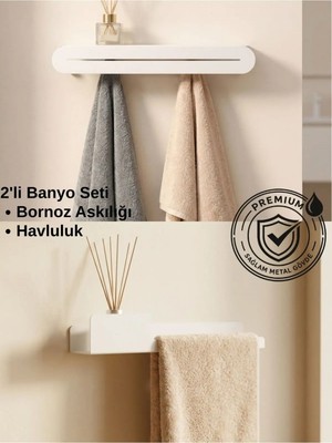 Maison Luré Banyo Askısı 2’li Banyo Aksesuar Seti | Havluluk + Bornoz Askılığı