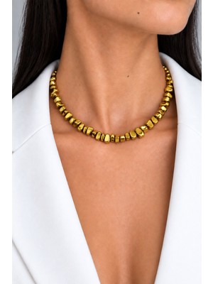 Alnis Atelier Hematit Gold Kadın Kolye