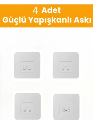 Maison Luré Banyo Askısı 4 Adet Seffaf Süper Güclü Banyo Mutfak Yapıskanı Sticer