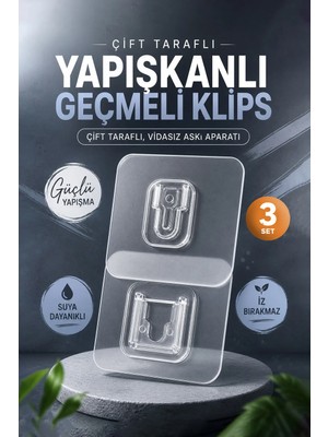 Maison Luré Banyo Askısı Çift Taraflı Yapışkanlı Geçmeli Duvar Klipsi