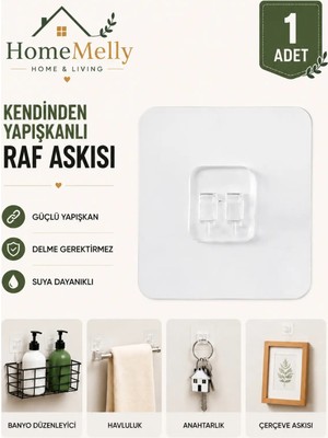 Maison Luré Banyo Askısı Süper Güçlü Yapışkanlı Raf ve Çerçeve Askısı 7x7 cm