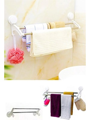 Maison Luré Banyo Askısı 2 Demirli 2 Kancalı Vantuzlu Havlu Askılığı