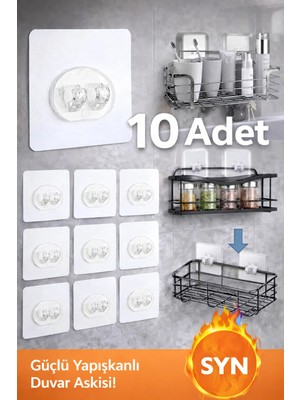 Maison Luré Banyo Askısı Kendinden Yapışkanlı Raf Tutucu Askı 10 Adet