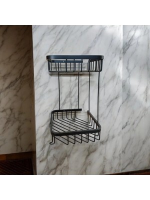 Maison Luré Banyo Askısı Siyah Pirinç Banyo Köşelik Şampuanlık