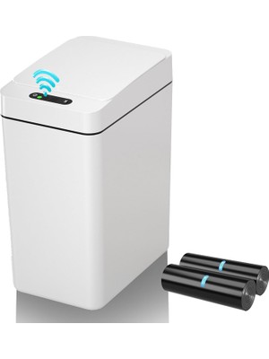 Happy Trend Otomatik Banyo Çöp Kovası 2,6 Galon Temassız Hareket Sensörü Çöp Kovaları Küçük Ince Akıllı Bebek Bezi Çöp Kovası Yatak Odası, Ofis, Mutfak, Oturma Odası Için, Beyaz