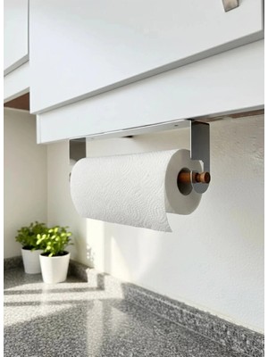 Maison Luré Banyo Askısı Lazer Kendinden Yapışkanlı ve Vidalı Paslanmaz Çelik Kağıt Havluluk Tahta K