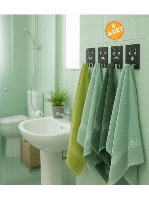 Maison Luré Banyo Askısı 4 Adet Siyah Çift Kancalı Askılık, Banyo Askı Seti