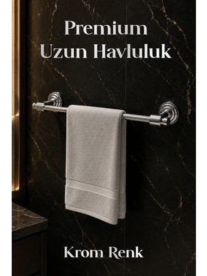 Maison Luré Banyo Askısı Krom Renk Metal Uzun Havluluk Duvara Monteli