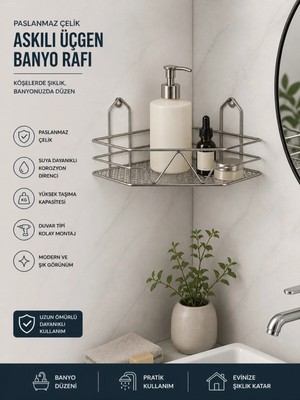 Maison Luré Banyo Askısı Banyo Rafı Üçgen Köşeli Aksesur 28X20X35 cm