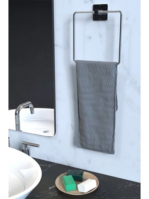 Maison Luré Banyo Askısı Kalite Kare Yapışkanlı Gümüş Havluluk Banyo Pratik Askılık