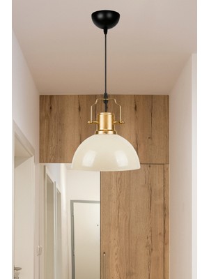 Art&Gift Haus Minimal Gold Detaylı Metal Krem Sarkıt Küçük Alanlara Uygun Mutfak Koridor Avize