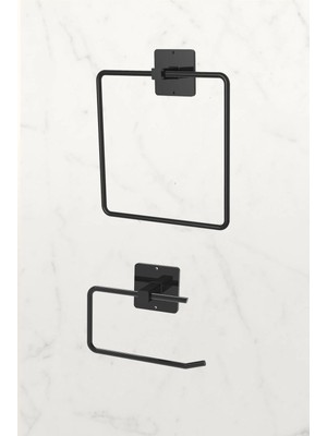Maison Luré Banyo Askısı Kare Havluluk Havlu Askısı ve Tuvalet Wc Kağıtlık Pratik Banyo 2'li Set