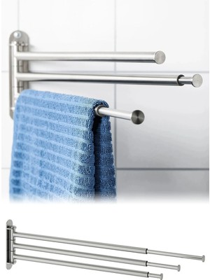 Maison Luré Banyo Askısı 3 Kollu Havluluk Ayarlı Hareketli Paslanmaz Çelik 43-63CM