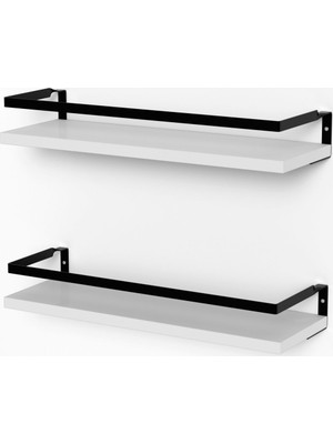 Banos Rt3 Metal Çerçeveli Çok Amaçlı Baharatlık Duvar Rafı Beyaz MDF Malzeme Modern Tasarım