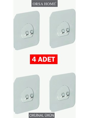 Maison Luré Banyo Askısı 4 Adet Güçlü Tırnaklı Yapışkanlı Askı Ultra Güçlü Sticker