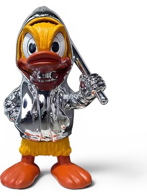 Greenmall Ducky Duck Dekoratif Ördek Biblo (Küçük) – Gümüş 37 cm
