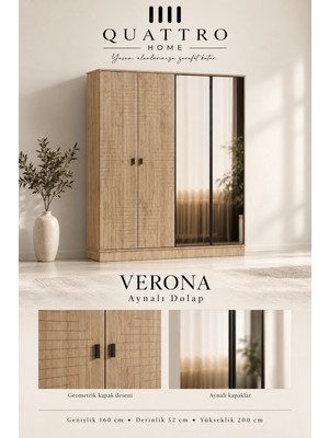 Quattro Home Verona 4 Kapaklı Aynalı Dolap