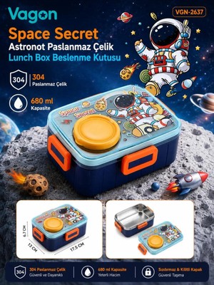 Maison Luré Beslenme Çantası Space Secret Astronot Paslanmaz Çelik Beslenme Kutusu