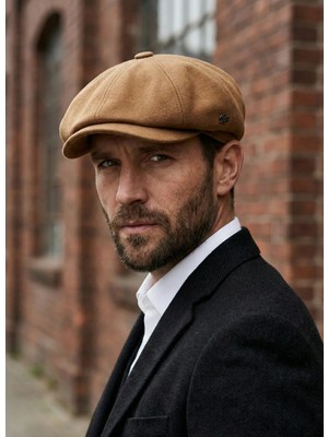 Emybox Erkek Kaşe 8 Köşe Kasket Şapka Klasik Retro- Peaky Blinders Tarzı Lastikli Standart Beden