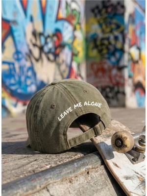 Emybox Unisex Arkası Baskılı Yıkamalı Pamuk Şapka -Arkası Yazılı Ayarlanabilir Eskitme Vintage Kep