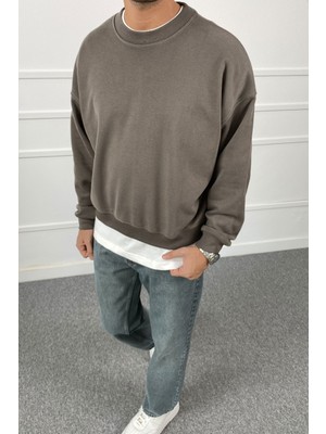 Alışveriş Sokağı Boxy Fit Nakışlı Yıkamalı Yumuşak Dokulu Sweatshirt | STK2105-SWEATSHIRT