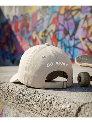 Emybox Krem Unisex Arkası Baskılı Yıkamalı Pamuk Şapka -Arkası Yazılı Ayarlanabilir Eskitme Vintage Kep
