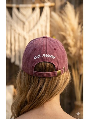 Emybox Unisex Arkası Baskılı Yıkamalı Pamuk Şapka -Arkası Yazılı Ayarlanabilir Eskitme Vintage Kep