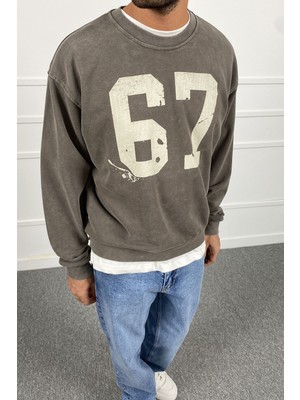 Alışveriş Sokağı 67 Baskılı Boxy Fit Sweatshirt