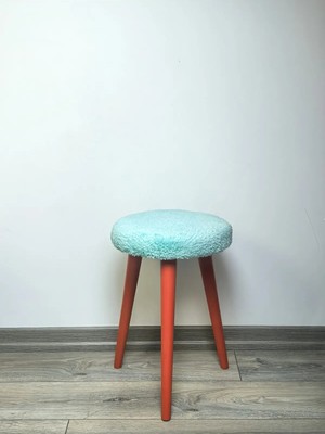 Maison Luré Puf & Bench Peluş Puf Dekoratif Ahşap 3 Ayaklı Tabure Yumuşacık Rahat Oturak