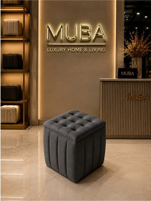 Maison Luré Puf & Bench Sezon Ithal Belora Kumaş Puf 40X40 cm Ultra Yumuşak Lüks Dokulu