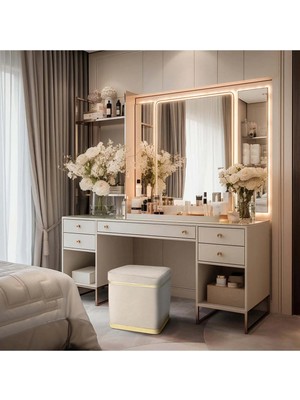 Maison Luré Puf & Bench Gold Twin Line Kare Puf
