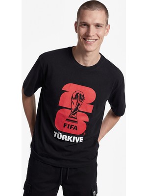 Koton Kısa Kollu Bisiklet Yaka Baskılı Pamuklu Oversize Dünya Kupası Türkiye Tişörtü