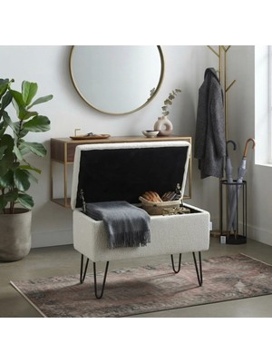 Maison Luré Puf & Bench Buklet Kumaş Sandıklı Puf 50X33 cm