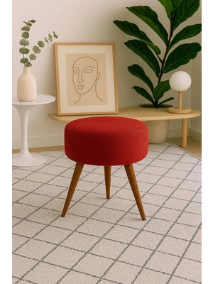 Maison Luré Puf & Bench Yuvarlak Puf Bench Ahşap Retro Ayak Dekoratif Peluş Tabure